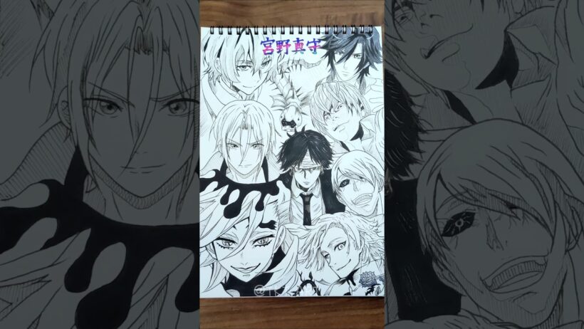 Drawing challenge✍️ CV: 宮野真守さんの演じたキャラ9選を一発描きで描いてみた！🔥#drawing #drawingchallenge #一発描き #声優 #宮野真守