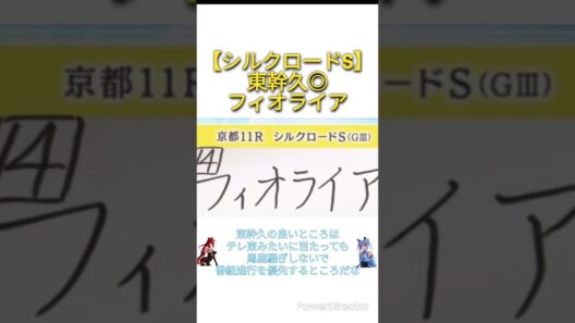 【シルクロードS2026】東幹久◎フィオライア