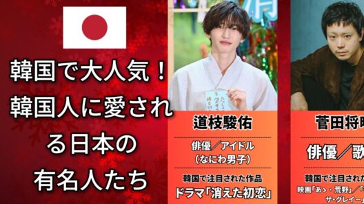 韓国で大人気！韓国人に愛される日本の有名人たち( 道枝駿佑・山﨑賢人・佐藤健)