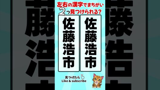 佐藤浩市の漢字の間違い探し#脳トレ #間違い探し #spotthedifference #fクイズ #틀린그림찾기