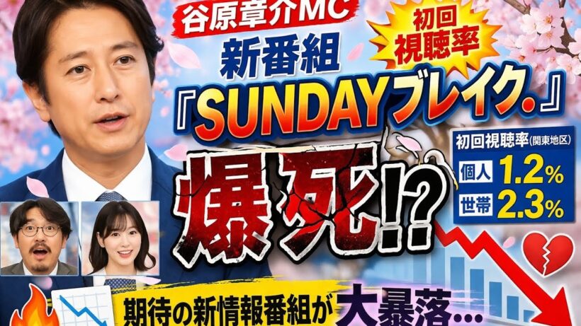 🔥📉谷原章介MC新番組『SUNDAYブレイク.』初回視聴率爆死⁉️🌸💔