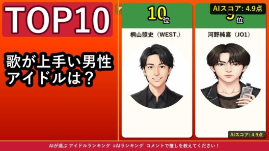 【第20弾】1位は増田貴久（NEWS）！AIが選ぶ歌が上手い男性アイドルランキングTOP10 【AIランキング】