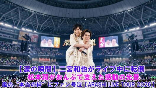 【涙の瞬間】二宮和也がライブ中に転倒…松本潤がおんぶで支えた感動の光景！嵐の“本当の絆”にファン号泣【ARASHI LIVE TOUR 2026】!