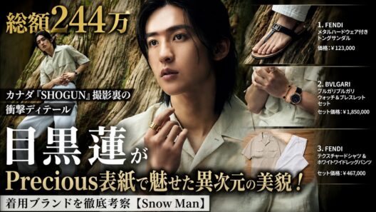 【総額244万の真相】目黒蓮が『Precious』表紙で放った圧巻オーラ…カナダ『SHOGUN』撮影秘話と着用ブランドが豪華すぎた【Snow Man】