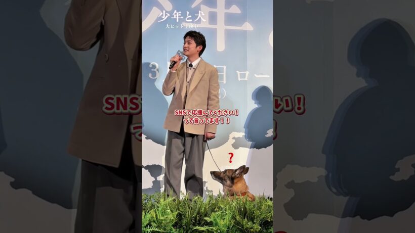映画『少年と犬』#高橋文哉 SNSで応援してくださいって言ってます！共演の犬の言葉を代弁!? #shorts