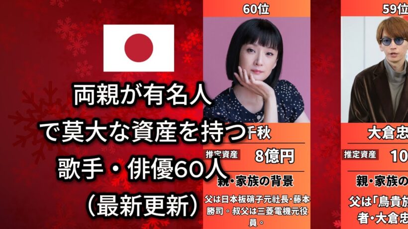 実家が別次元…父母が有名人＆資産数十億円の歌手・俳優60選【最新版】（宇多田ヒカル・中島健人）