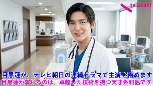 目黒蓮が、テレビ朝日の連続ドラマで主演を務めます ! 目黒蓮が演じるのは、卓越した技術を持つ天才外科医です !