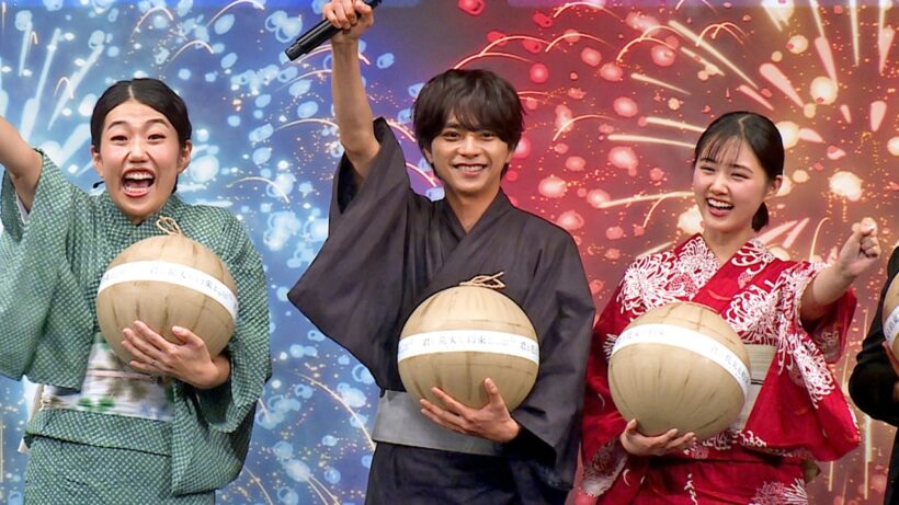 timelesz佐藤勝利、アニメーション映画で初主演　「君と花火と約束と」完成披露試写会　原菜乃華＆横澤夏子と浴衣姿で登場！