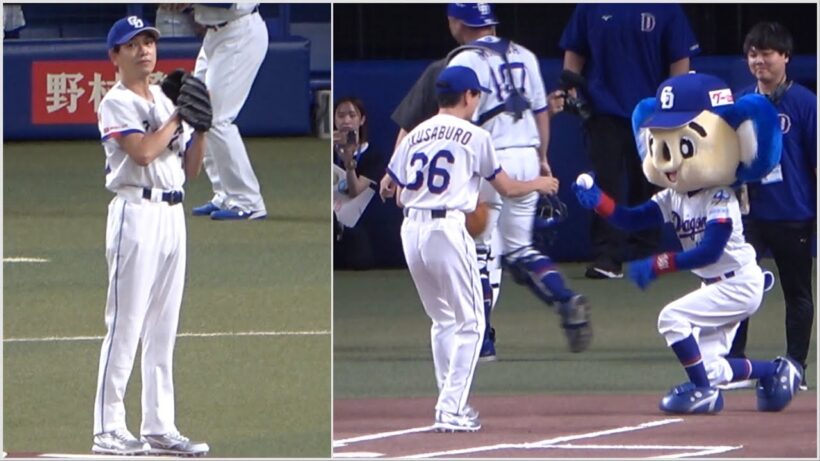 山崎育三郎さんが見事なボールを投げ込んだ始球式！！