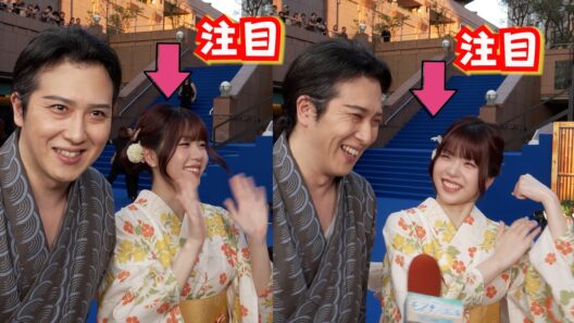 【人柄あふれる】ME:I・TSUZUMI、インタビュー中もファンに手ふり！　尾上松也のトークにも即リアクション