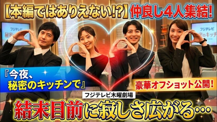 【感動の4ショット】『今夜、秘密のキッチンで』木南晴夏×高杉真宙×中村俊介×月城かなとの笑顔にファン歓喜！最終回ロスの声続出【フジテレビ】