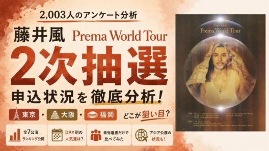 【ファン2,003人に大調査】藤井風 Prema World Tour 2次抽選｜国内全7公演の申込ランキング判明！最少は意外な公演に…