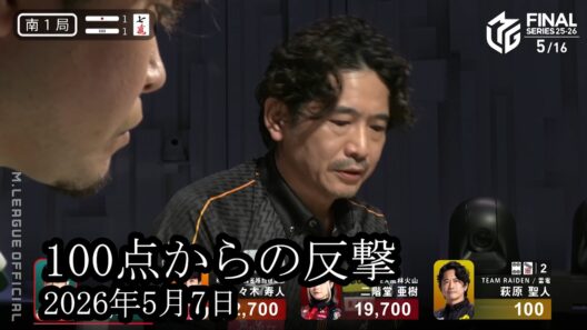 【残り100点からの勝負】萩原聖人が残り100点からの反撃に出る‼【麻雀の虎】