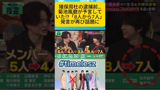 猪俣周杜の逮捕前…菊池風磨が予言していた!?「8人から7人」発言が再び話題に