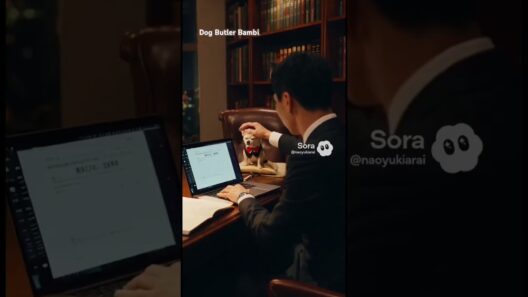 Bambi, the dog butler, supports the president's writing activities. #執事 #富裕層 #butler
