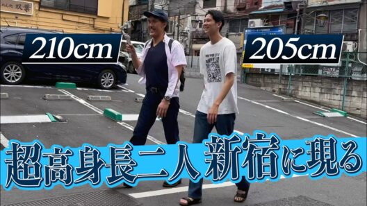 【目線カメラ】身長210cm巨人石橋&205cm畑中槙人さんが行く！！2m越えの超高身長二人で新宿の人混みを練り歩く【石橋貴俊】