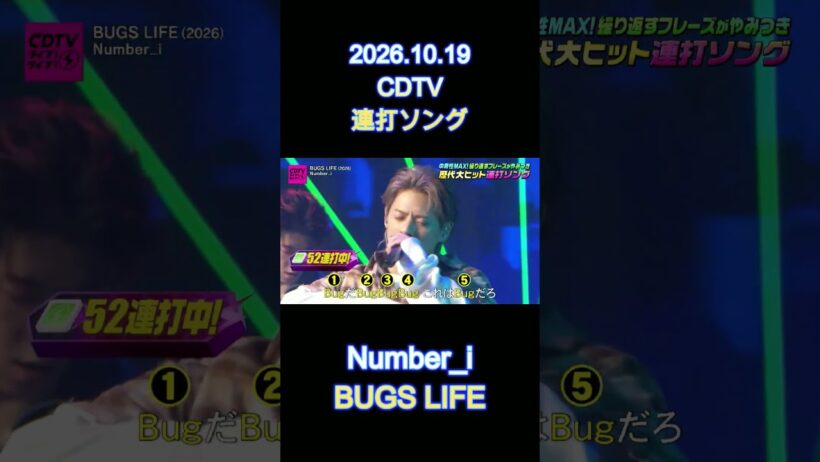 2026.10.19 CDTV 連打ソング Number_i BUGS LIFE #Number_i #平野紫耀 #神宮寺勇太 #岸優太