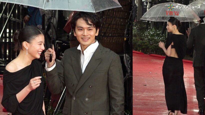 出口夏希、美背中チラリの大胆ドレスで登場！北村匠海と過酷な環境でのレカペに思わず苦笑い　『第39回東京国際映画祭』レッドカーペット